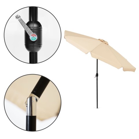 PARASOL OGRODOWY DUŻY 3 M SKOŚNY ŁAMANY Z KORBĄ BEŻ MULTIGARDEN