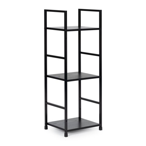 REGAŁ DREWNIANY NOWOCZESNY METALOWA RAMA LOFT 3 PÓŁKI CZARNY MODERNHOME