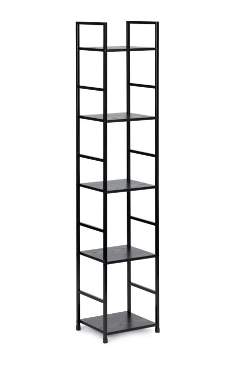REGAŁ DREWNIANY NOWOCZESNY METALOWA RAMA LOFT 5 PÓŁEK CZARNY MODERNHOME