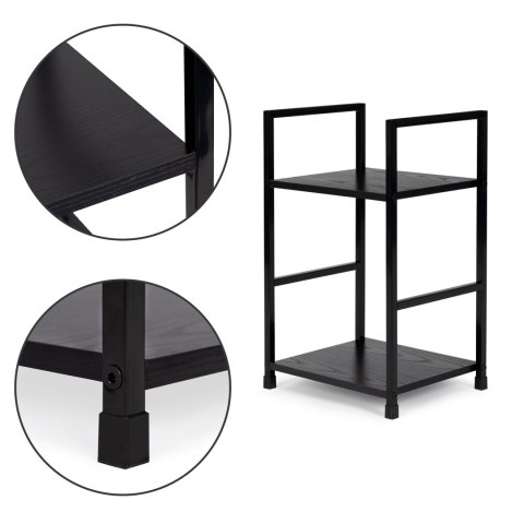 REGAŁ DREWNIANY NOWOCZESNY SZAFKA NOCNA 2 PÓŁKI LOFT CZARNY MODERNHOME