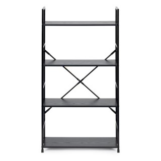 REGAŁ DREWNIANY SZEROKI 4 PÓŁKI NOWOCZESNY LOFT CZARNY MODERNHOME