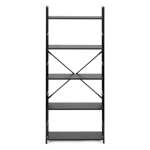 REGAŁ DREWNIANY SZEROKI NOWOCZESNY LOFT 5 PÓŁEK CZARNY MODERNHOME