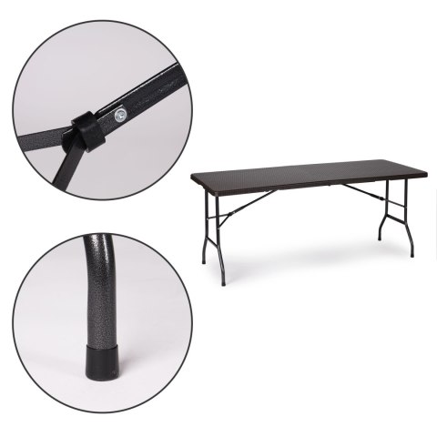 STÓŁ CATERINGOWY BANKIETOWY OGRODOWY SKŁADANY 180 CM RATAN MODERNHOME