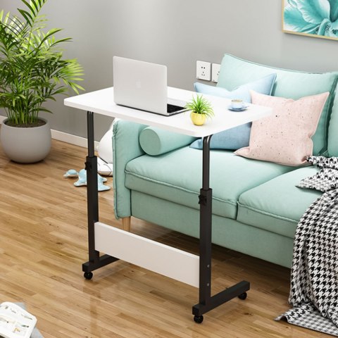 STOLIK POD LAPTOPA Z KÓŁKAMI BIURKO DOSTAWIANE DO FOTELA KANAPY BIAŁY MODERNHOME