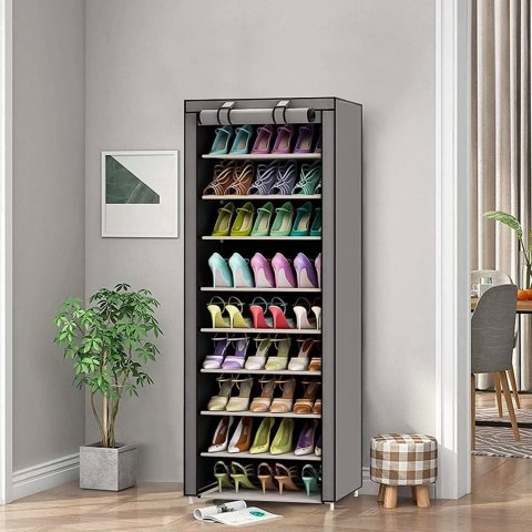 SZAFA TEKSTYLNA MATERIAŁOWA GARDEROBA Z PÓŁKAMI NA UBRANIA I BUTY MODERNHOME