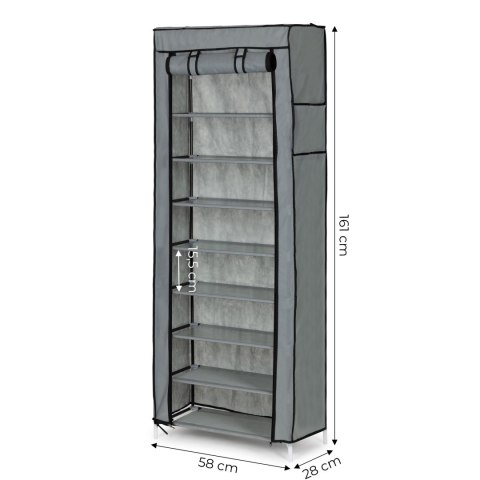 SZAFA TEKSTYLNA MATERIAŁOWA GARDEROBA Z PÓŁKAMI NA UBRANIA I BUTY MODERNHOME