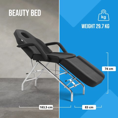 Fotel kosmetyczny do masażu tatuażu SPA MATERA - czarny