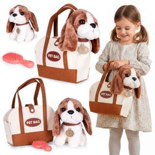Pluszowy piesek w torebce beagle maskotka dla dziecka + szczotka do pielęgnacji