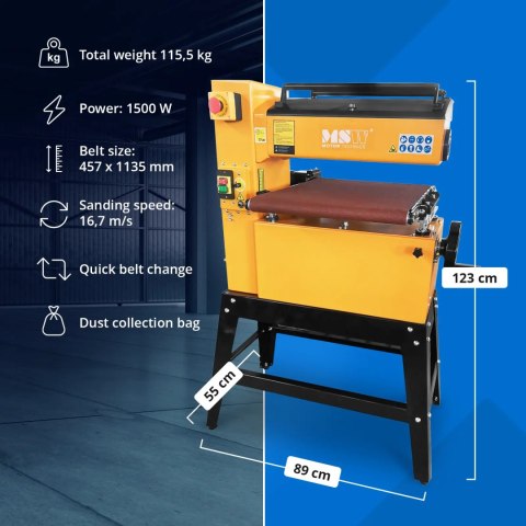 Szlifierka szerokotaśmowa do metalu drewna tworzyw szer. 450 mm 1500 W