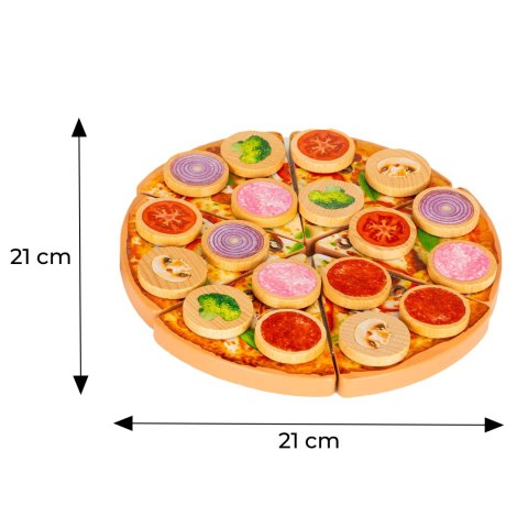 DREWNIANA PIZZA DO KROJENIA NA RZEPY DLA DZIECI 27 ELEMENTÓW ECOTOYS