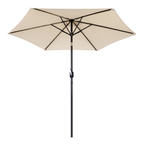 DUŻY PARASOL OGRODOWY SKOŚNY ŁAMANY Z KORBĄ 6 ŻEBER BEŻOWY 270 CM MULTIGARDEN