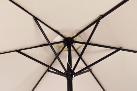 DUŻY PARASOL OGRODOWY SKOŚNY ŁAMANY Z KORBĄ 6 ŻEBER BEŻOWY 270 CM MULTIGARDEN