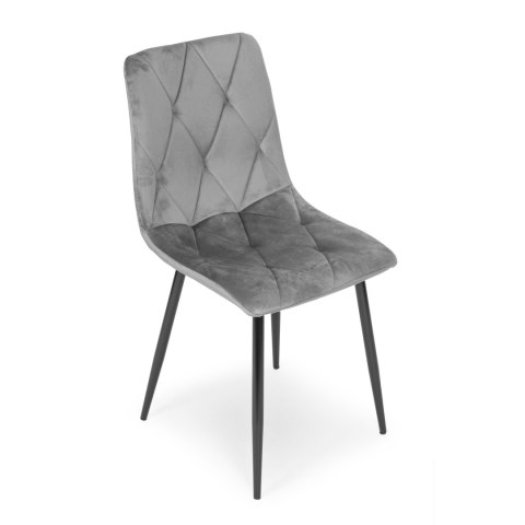 KOMPLET 4 KRZESEŁ KRZESŁO PIKOWANE WELUROWE DO JADALNI I SALONU SZARE MODERNHOME