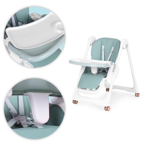 KRZESEŁKO FOTELIK DO KARMIENIA REGULACJA WYSOKOŚCI EKOSKÓRA PASY PODWÓJNA TACKA ECOTOYS