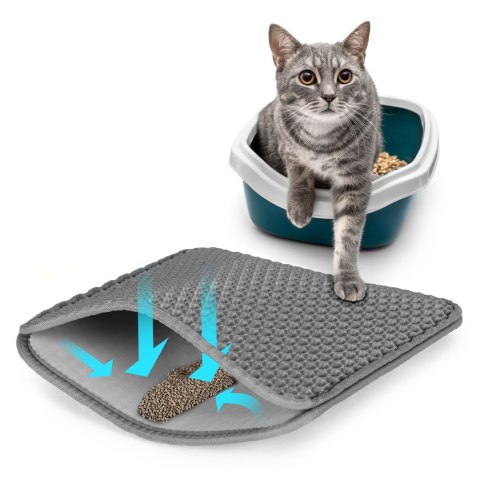 MATA DWUWARSTWOWA WYCIERACZKA POD KUWETĘ DLA KOTA SZARA PETSI