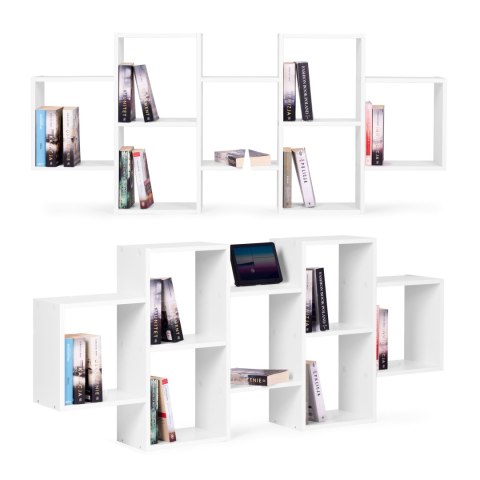 NOWOCZESNY WISZĄCY REGAŁ 8 PÓŁEK BIAŁY MODERNHOME