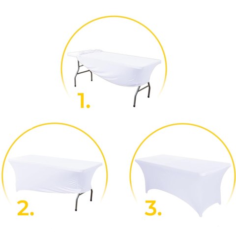 OBRUS UNIWERSALNY POKROWIEC NA STÓŁ CATERINGOWY 180 CM 6FT BIAŁY ELASTYCZNY MULTIGARDEN