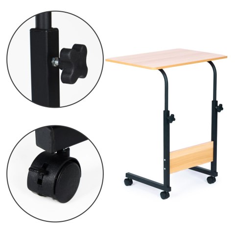 STOLIK POD LAPTOPA Z KÓŁKAMI BIURKO DOSTAWIANE DO FOTELA KANAPY BRĄZOWY MODERNHOME