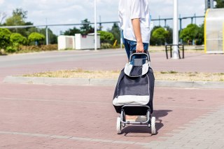 WÓZEK NA ZAKUPY TORBA 25 LITRÓW NA KÓŁKACH METALOWY STELAŻ GUMOWE KOŁA MODERNHOME