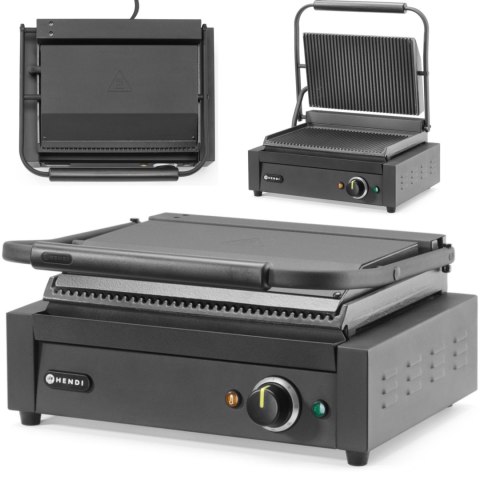 Grill elektryczny kontaktowy z płytą ryflowaną 340x235 mm 2200 W