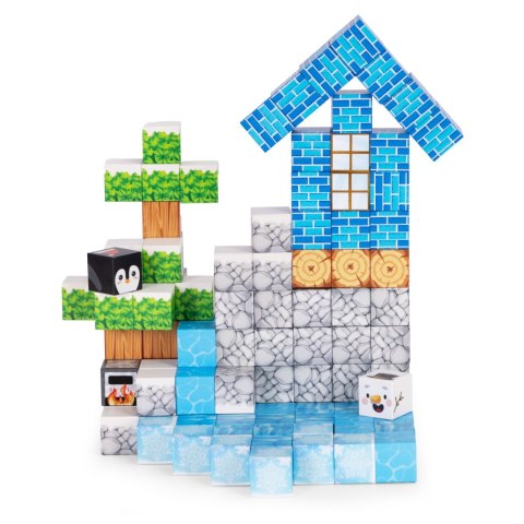 Klocki magnetyczne konstrukcyjne dla dzieci zestaw 124 elementów - Zima