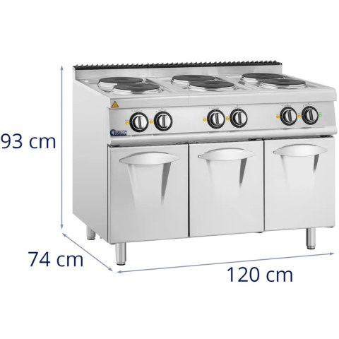 Kuchnia elektryczna wolnostojąca z szafką 6 pól grzewczych 15.6 kW 400 V