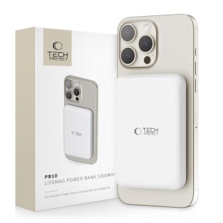 Powerbank 5000mAh z MagSafe USB-C 15W z kablem USB-C - biały