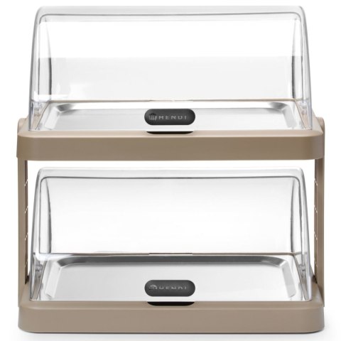 Witrynka chłodząca podwójna bufetowa z pokrywą roll-top Duo UNIQ - beżowa