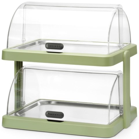 Witrynka chłodząca podwójna bufetowa z pokrywą roll-top Duo UNIQ - zielona