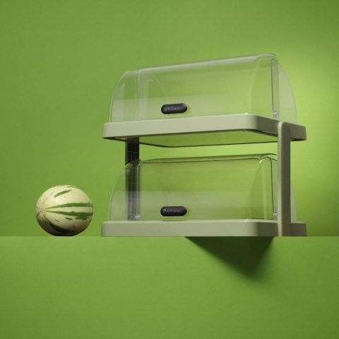 Witrynka chłodząca podwójna bufetowa z pokrywą roll-top Duo UNIQ - zielona