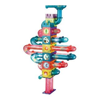 Klocki magnetyczne tor kulkowy LED klocki konstrukcyjne kulodrom 166 elementów