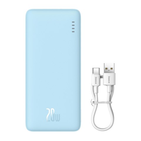 Powerbank 20000mAh Airpow 20W z kablem USB-A - USB-C 50cm - niebieski