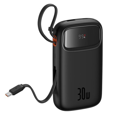 Powerbank QPow 2 20000mAh 30W z 2 wbudowanymi kablami USB-C - czarny