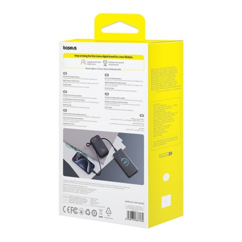 Powerbank QPow 2 20000mAh 30W z 2 wbudowanymi kablami USB-C - czarny