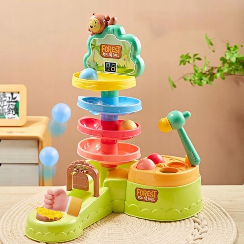 Interaktywna Zjeżdżalnia Tor dla Kulek Motyw Dżungla, Dźwięki i Licznik