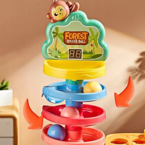 Interaktywna Zjeżdżalnia Tor dla Kulek Motyw Dżungla, Dźwięki i Licznik