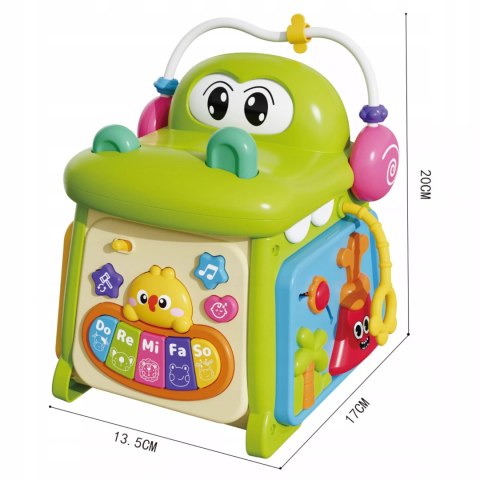 Kostka edukacyjna sorter pianinko sensoryczna labirynt zegar krokodyl MS007
