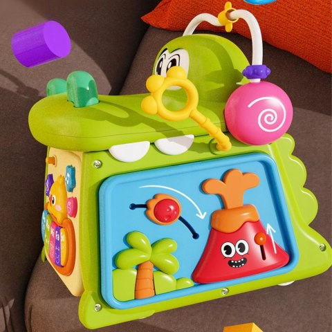 Kostka edukacyjna sorter pianinko sensoryczna labirynt zegar krokodyl MS007