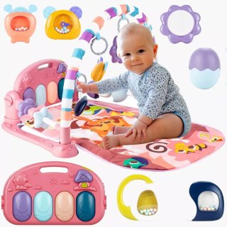 Mata edukacyjna z pianinkiem grzechotki gryzaki interaktywna dla niemowląt