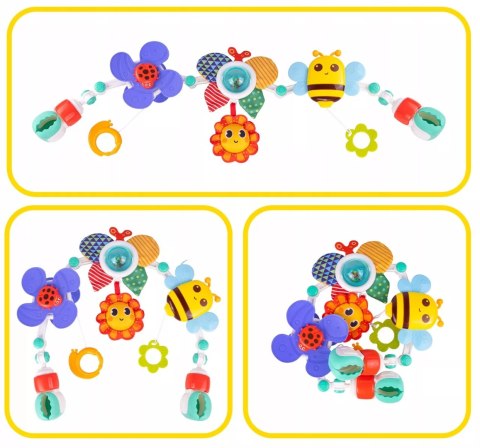 Pałąk z zabawkami do łóżeczka i wózka zwierzątka grzechotki dla niemowląt