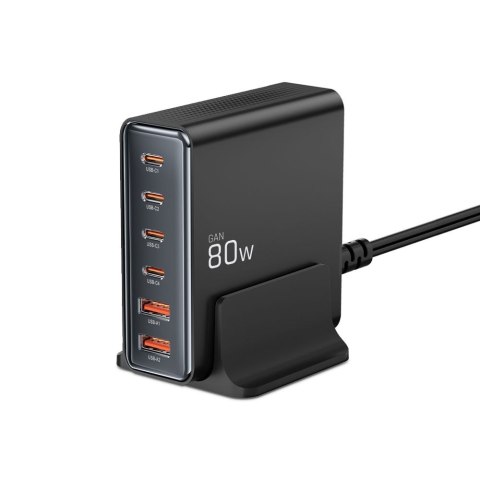 Stacja ładująca do urządzeń 4x USB-C 2x USB-A 80W