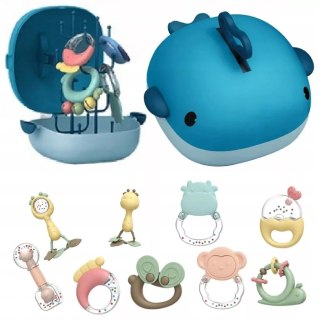 Zestaw Grzechotek i Gryzaków dla Niemowląt z Walizką Wielorybem + Suszarka 029A-2