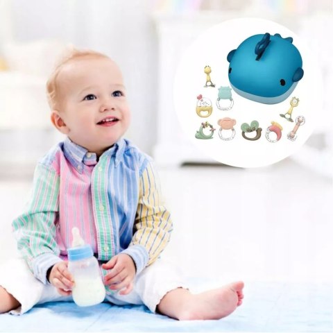 Zestaw Grzechotek i Gryzaków dla Niemowląt z Walizką Wielorybem + Suszarka 029A-2