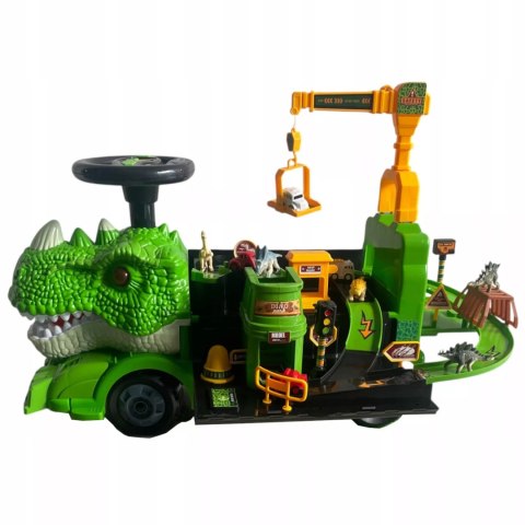 Jeździk 2w1 dinozaur + 4 autka rozkładany parking dźwig dźwięk ZH918