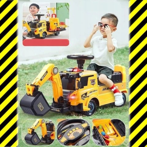 Jeździk 2w1 koparka + 4 autka rozkładany dźwig dźwięk ruchoma łyżka ZH922