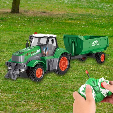 TRAKTOR Z PRZYCZEPĄ ZDALNIE STEROWANY AKUMULATOR ŁADOWARKA 9877-14