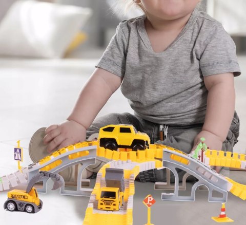 Tor samochodowy Budowlany 255 el. - auta pojazdy budowy zestaw dla dzieci