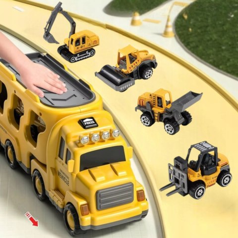 Zestaw laweta transportowa autka budowlane koparka dźwięk światło SX700-10