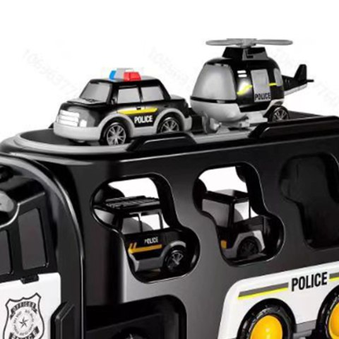 Zestaw laweta transportowa autka policyjne helikopter dźwięk SX600-23A