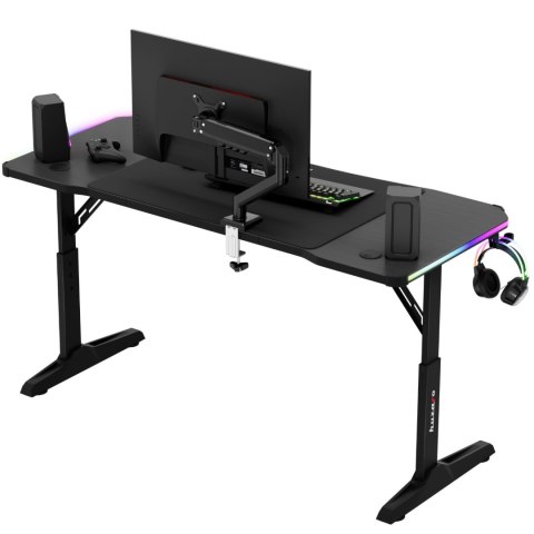 Biurko gamingowe dla graczy LED RGB HERO 3.6 regulacja wysokości 140x60cm - czarny